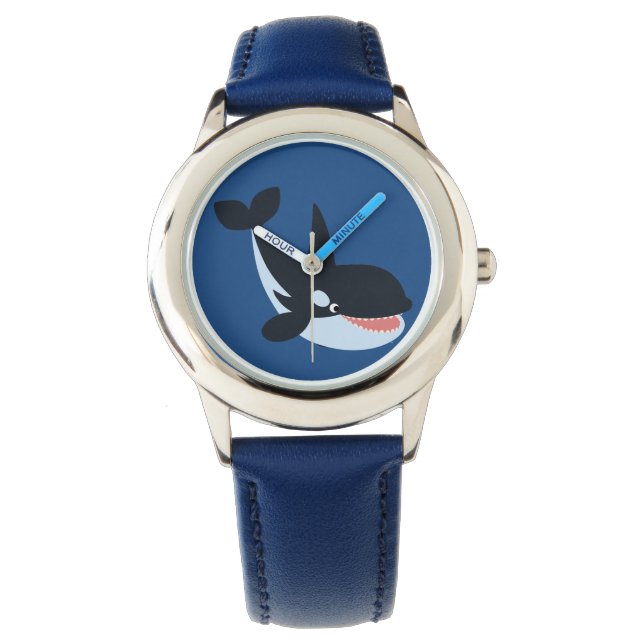 Cute Happy Cartoon Killer Whale Watch Horloge (Voorkant)
