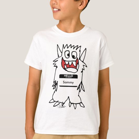 Cute Happy Cartoon Monster Boys Tshirt (Voorkant)
