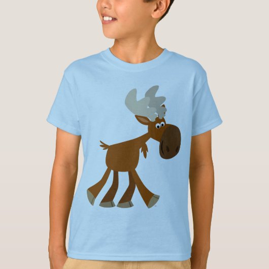 Cute Happy Cartoon Moose Children T-Shirt (Voorkant)