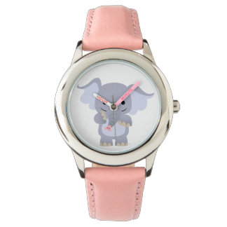Cute Happy Cartoon Olifant Horloge