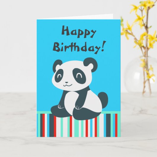 Cute Happy Cartoon Panda Kaart (Gele Bloem)