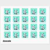 Cute Happy Cartoon Panda Vierkante Sticker (Vel)