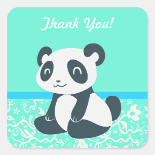 Cute Happy Cartoon Panda Vierkante Sticker