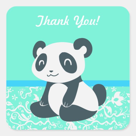 Cute Happy Cartoon Panda Vierkante Sticker (Voorkant)