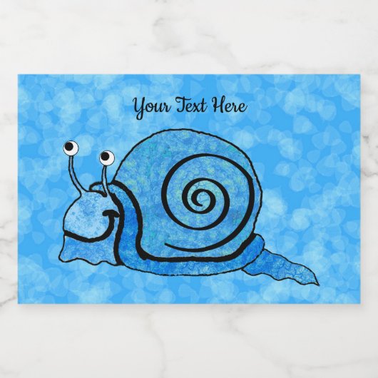 Cute Happy Cartoon Slak Blue Pattered Shell Aqua Voedselcontainer Etiket (Enkel label)