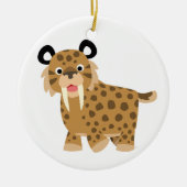 Cute Happy Cartoon Smilodon Ornament (Voorkant)