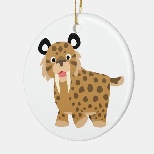 Cute Happy Cartoon Smilodon Ornament (Links)