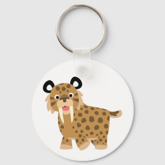 Cute Happy Cartoon Smilodon Sleutelhanger