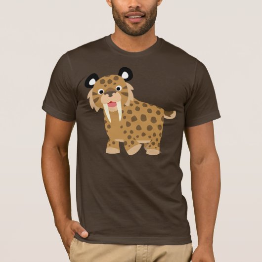 Cute Happy Cartoon Smilodon T-Shirt (Voorkant)