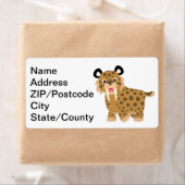 Cute Happy Cartoon Smilodon Verzendlabel (Insitu)