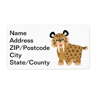 Cute Happy Cartoon Smilodon Verzendlabel