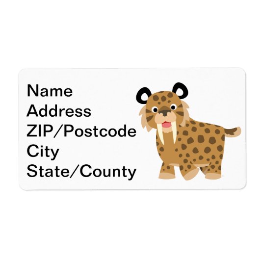 Cute Happy Cartoon Smilodon Verzendlabel (Voorkant)