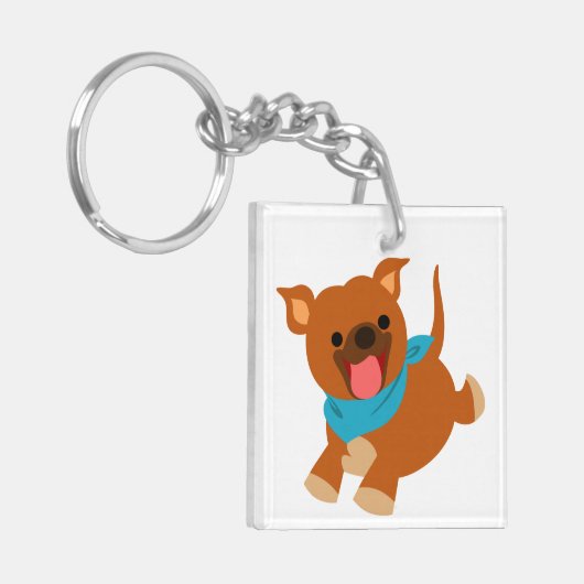 Cute Happy Cartoon Staffie AcrylSleutelhanger Sleutelhanger (Voorkant Links)