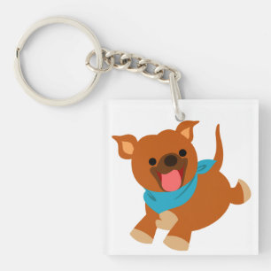 Cute Happy Cartoon Staffie AcrylSleutelhanger Sleutelhanger