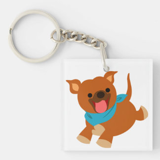 Cute Happy Cartoon Staffie AcrylSleutelhanger Sleutelhanger