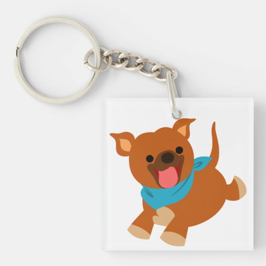 Cute Happy Cartoon Staffie AcrylSleutelhanger Sleutelhanger (Voorkant)