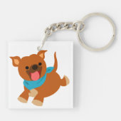 Cute Happy Cartoon Staffie AcrylSleutelhanger Sleutelhanger (Achterkant)