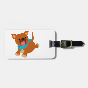 Cute Happy Cartoon Staffie Bagagelabel