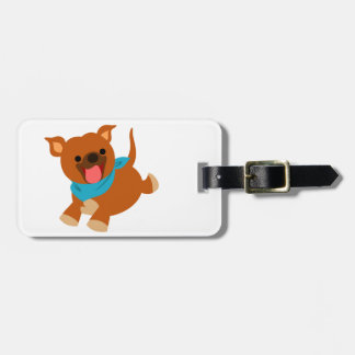 Cute Happy Cartoon Staffie Bagagelabel