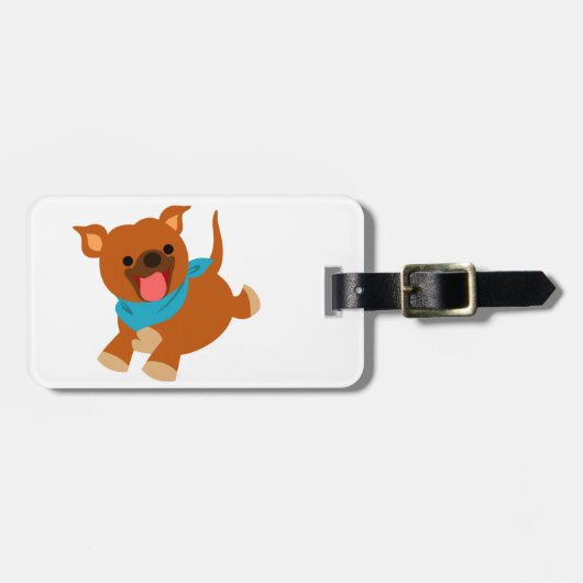 Cute Happy Cartoon Staffie Bagagelabel (Voorkant horizontaal)