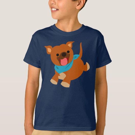 Cute Happy Cartoon Staffie Children T-Shirt (Voorkant)