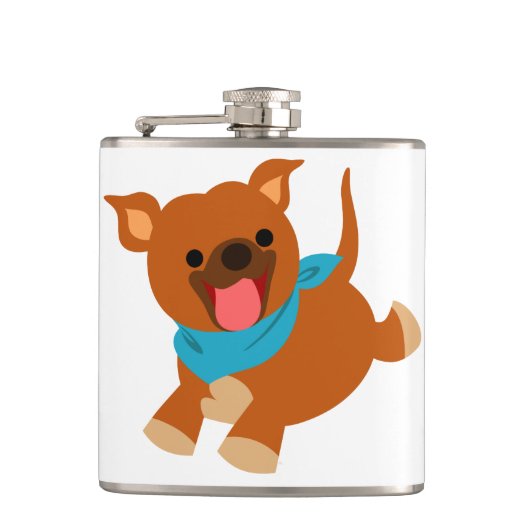 Cute Happy Cartoon Staffie Hip Flask Heupfles (Voorkant)