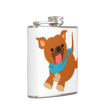 Cute Happy Cartoon Staffie Hip Flask