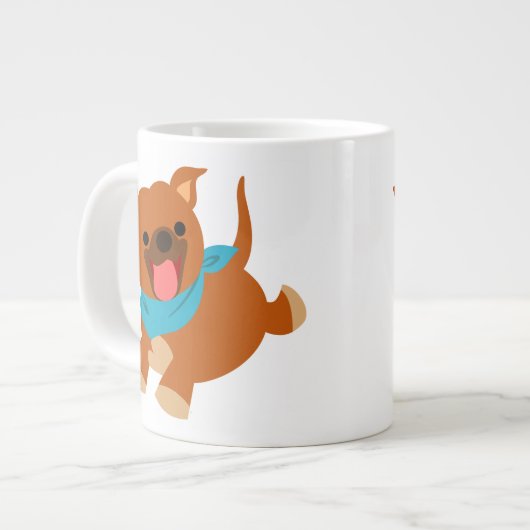 Cute Happy Cartoon Staffie Jumbo Mok (Links)