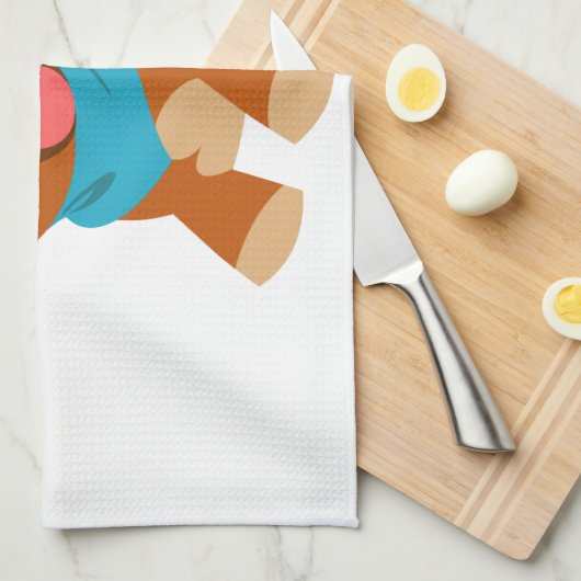 Cute Happy Cartoon Staffie Kitchen Towel Theedoek (Quarter Fold)