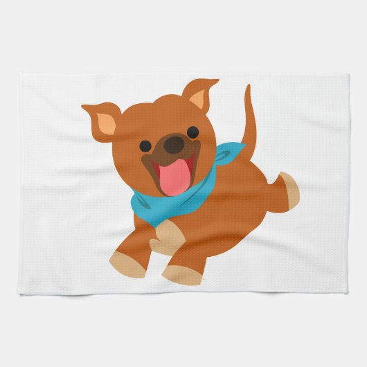 Cute Happy Cartoon Staffie Kitchen Towel Theedoek (Horizontaal)