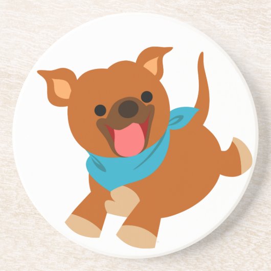 Cute Happy Cartoon Staffie Onderzetter (Voorkant)