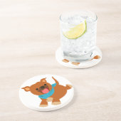 Cute Happy Cartoon Staffie Onderzetter (Zijkant)