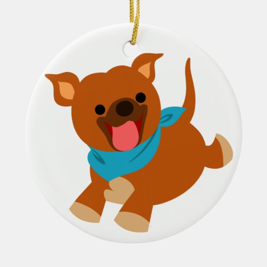 Cute Happy Cartoon Staffie Ornament (Voorkant)