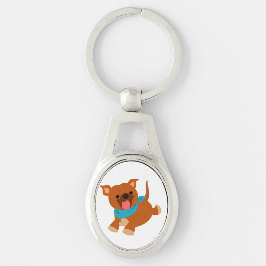 Cute Happy Cartoon Staffie Sleutelhanger (Voorkant)