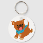Cute Happy Cartoon Staffie Sleutelhanger (Voorkant)