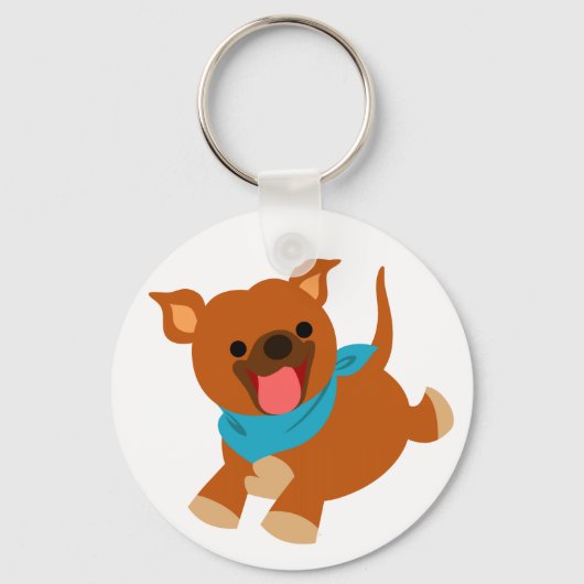 Cute Happy Cartoon Staffie Sleutelhanger (Voorkant)