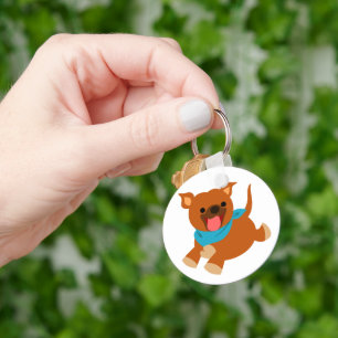 Cute Happy Cartoon Staffie Sleutelhanger