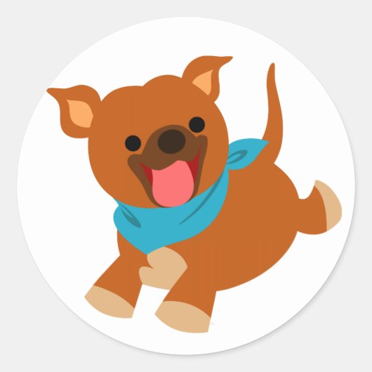 Cute Happy Cartoon Staffie Sticker (Voorkant)