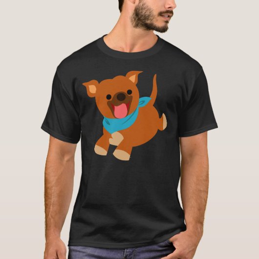 Cute Happy Cartoon Staffie T-Shirt (Voorkant)