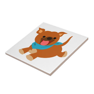 Cute Happy Cartoon Staffie Tegel Tegeltje