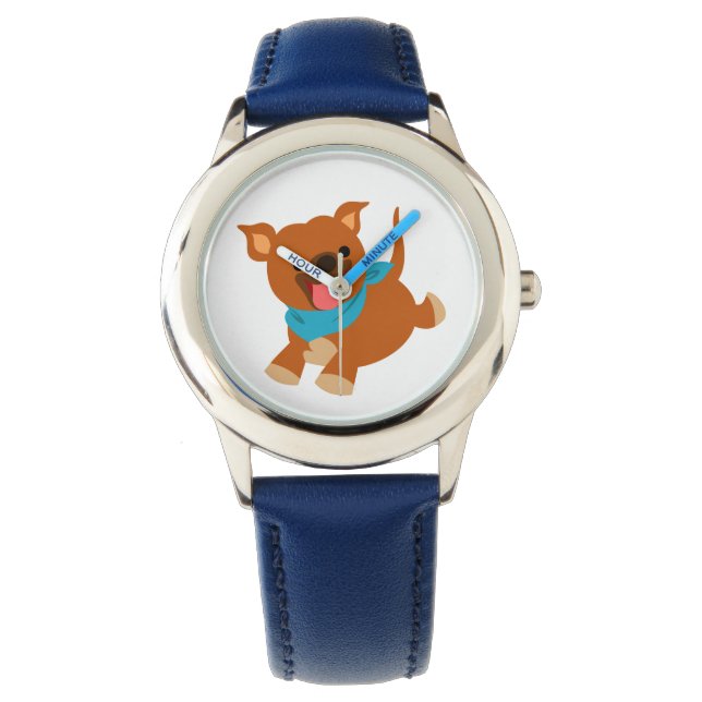 Cute Happy Cartoon Staffie Watch Horloge (Voorkant)