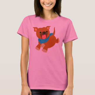 Cute Happy Cartoon Staffie Women T-Shirt