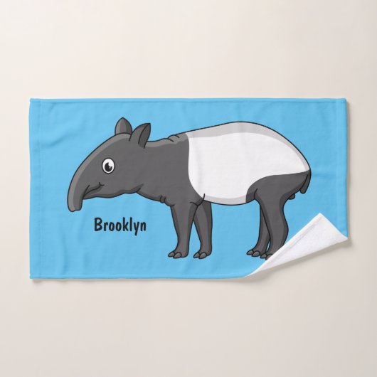 Cute happy cartoon tapir illustratie bad handdoek (Handdoek)