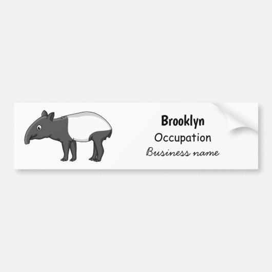 Cute happy cartoon tapir illustratie bumpersticker (Voorkant)