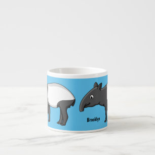 Cute happy cartoon tapir illustratie espresso kop