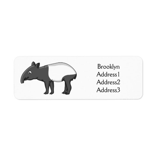 Cute happy cartoon tapir illustratie etiket (Voorkant)