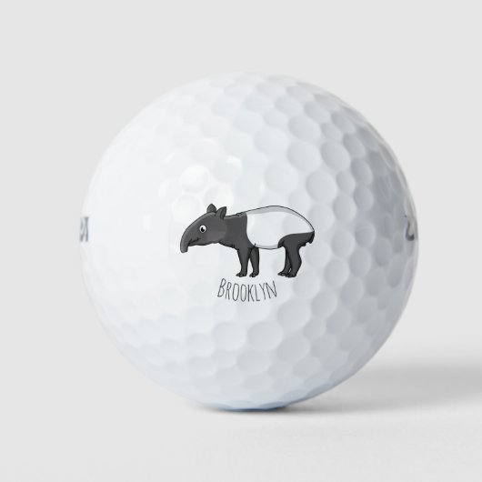 Cute happy cartoon tapir illustratie golfballen (Voorkant)