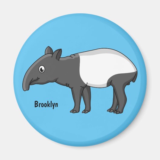 Cute happy cartoon tapir illustratie magneet (Voorkant)
