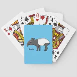 Cute happy cartoon tapir illustratie pokerkaarten