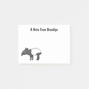 Cute happy cartoon tapir illustratie post-it® notes